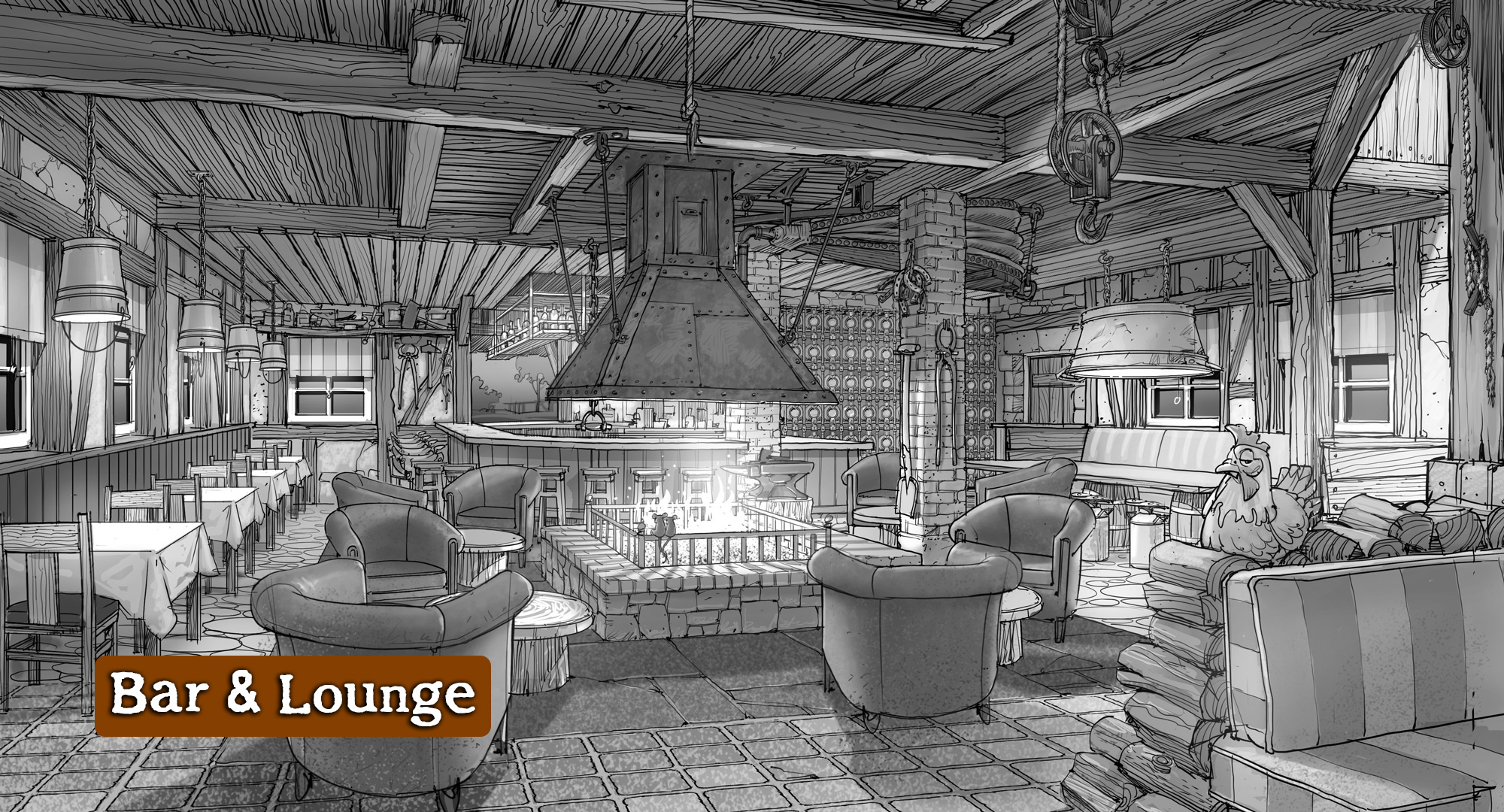 Skizze Bar & Loungebereich