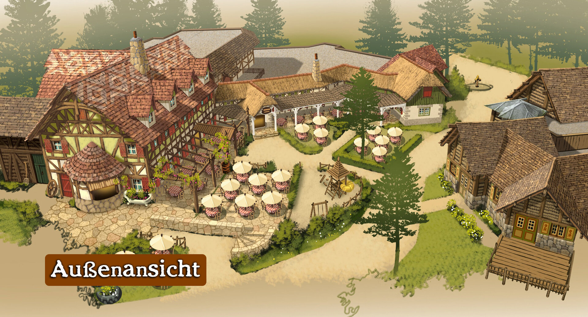 Skizze Außenansicht der Erlebnisgastronomie