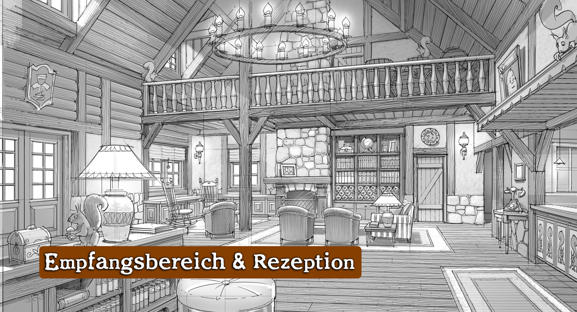 Skizze Rezeption & Empfangsbereich